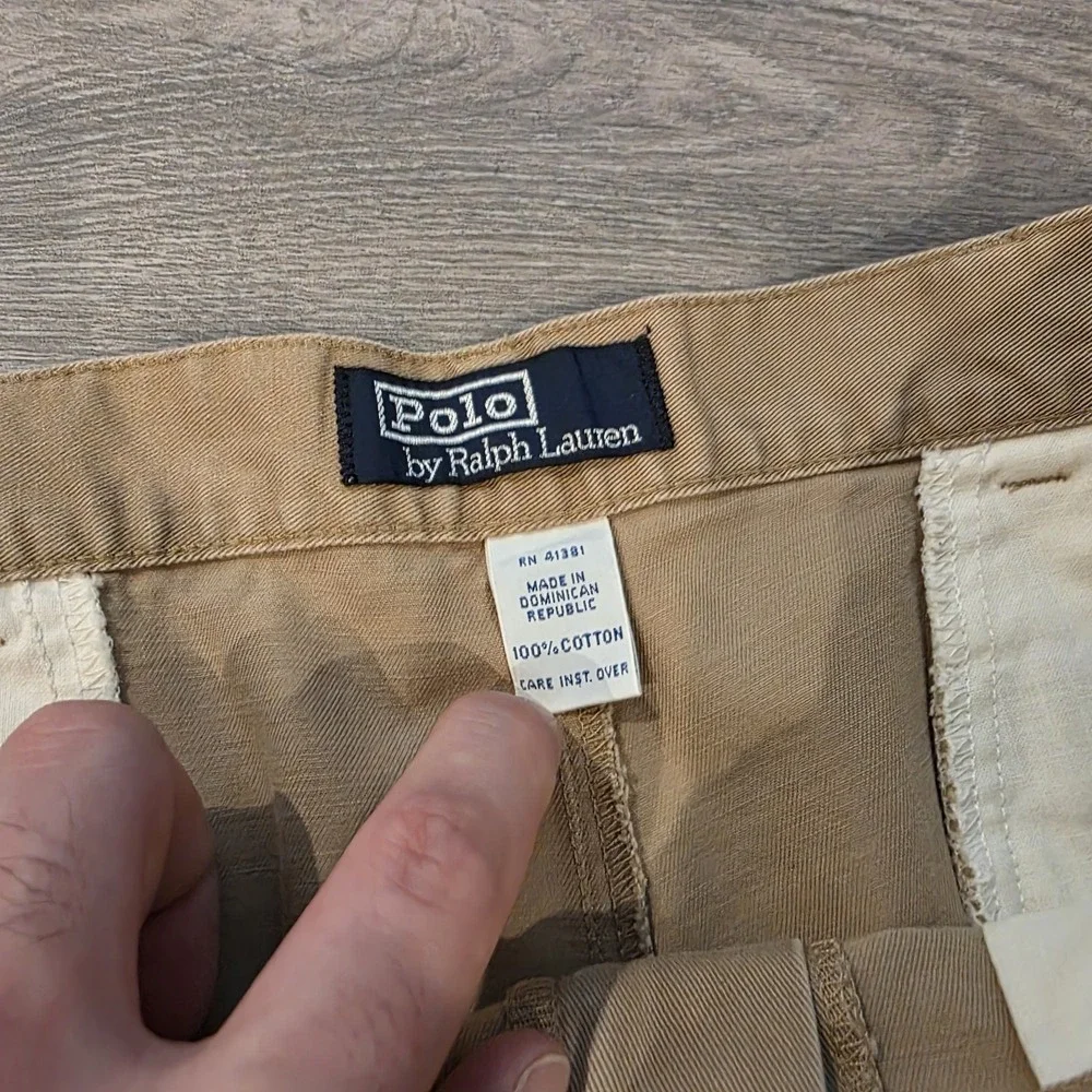 Vtg Polo Ralph Lauren Khaki Chino Pants Mens 35x32 Dark Tan Preppy Classic 90s